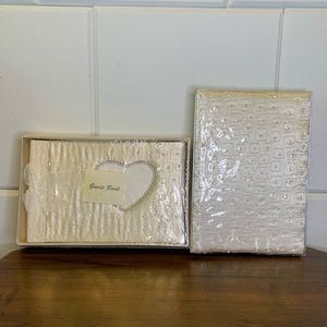 Vintage Wedding Guest Book & Photo Album Embroidered Beaded Matching Set